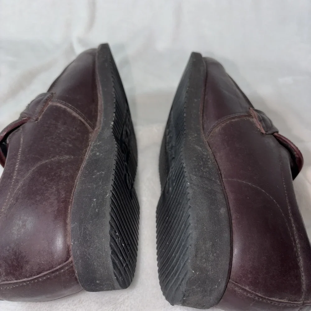 Vtg Dark Brown Goodyear Leather Loafers 9 Comfort Slip‎ On Moc Toe Braided 80s